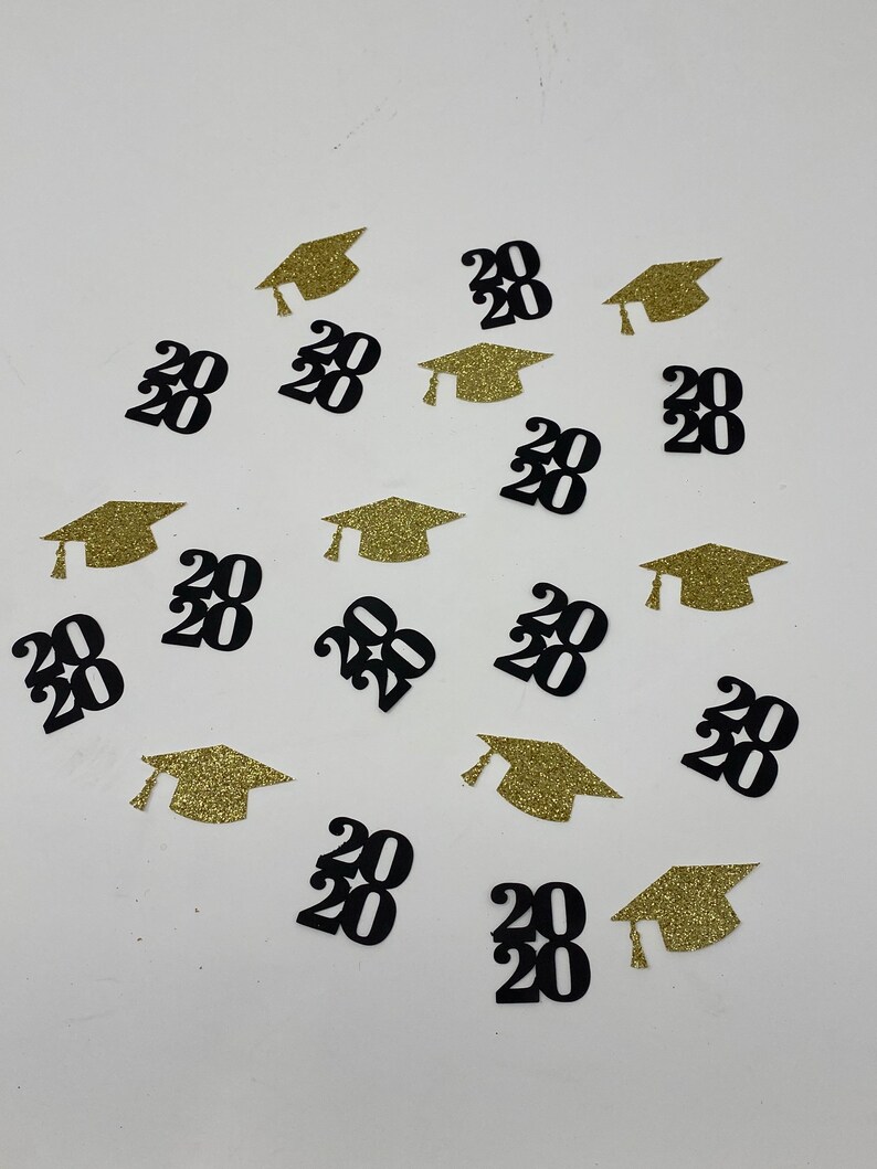 2021 Black and gold Glitter Confetti Graduation Party Party Etsy