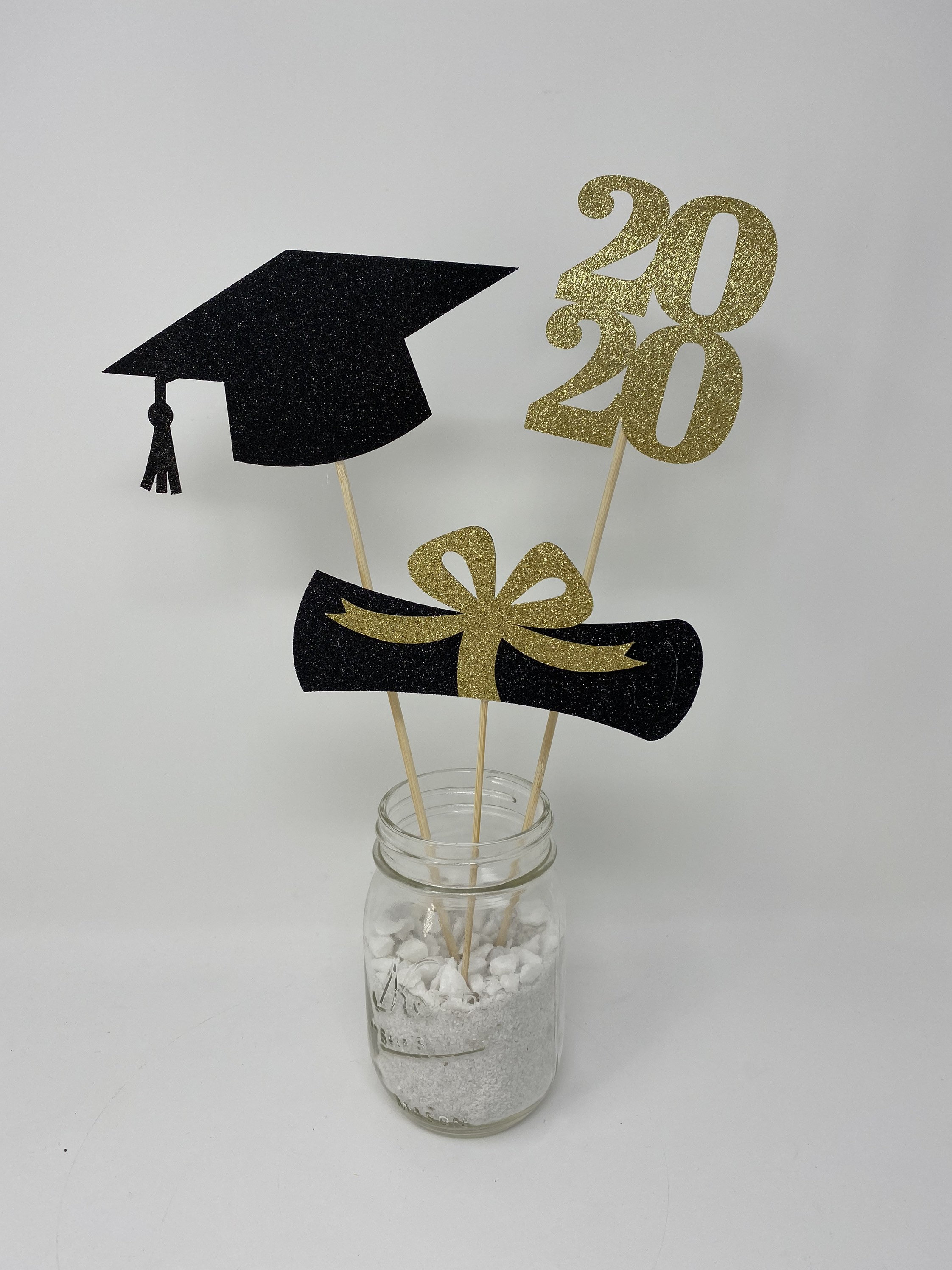 Graduation Centerpiece, ALL GLITTER Graduation Centerpiece Sticks