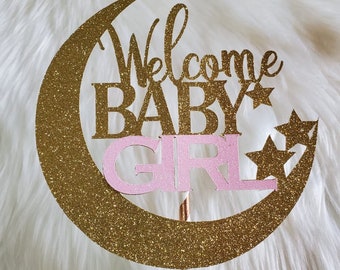 Twinkle Twinkle Little Star Cake Topper - Baby Shower Decorations - Welcome Baby - Cake Topper - moon and stars baby shower