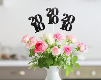 Set of 3 sticks 2010, Class of 2010 Decoration, Class Reunion, Reunion Centerpieces Decoration, 15th Reunion, Class reunion decoration, 2010