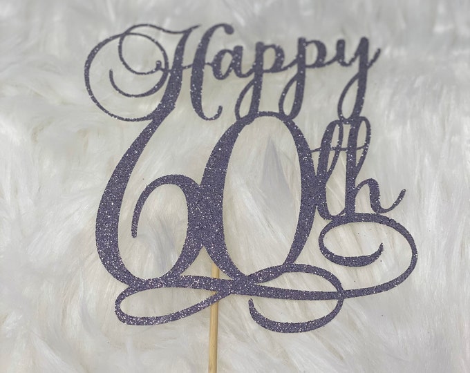 Happy 60th birthday cake topper, 30th, 40th, 50th, 60th, 70th, 80th, 90th, 100th age topper. Happy 80th Birthday topper, 80th birthday decor