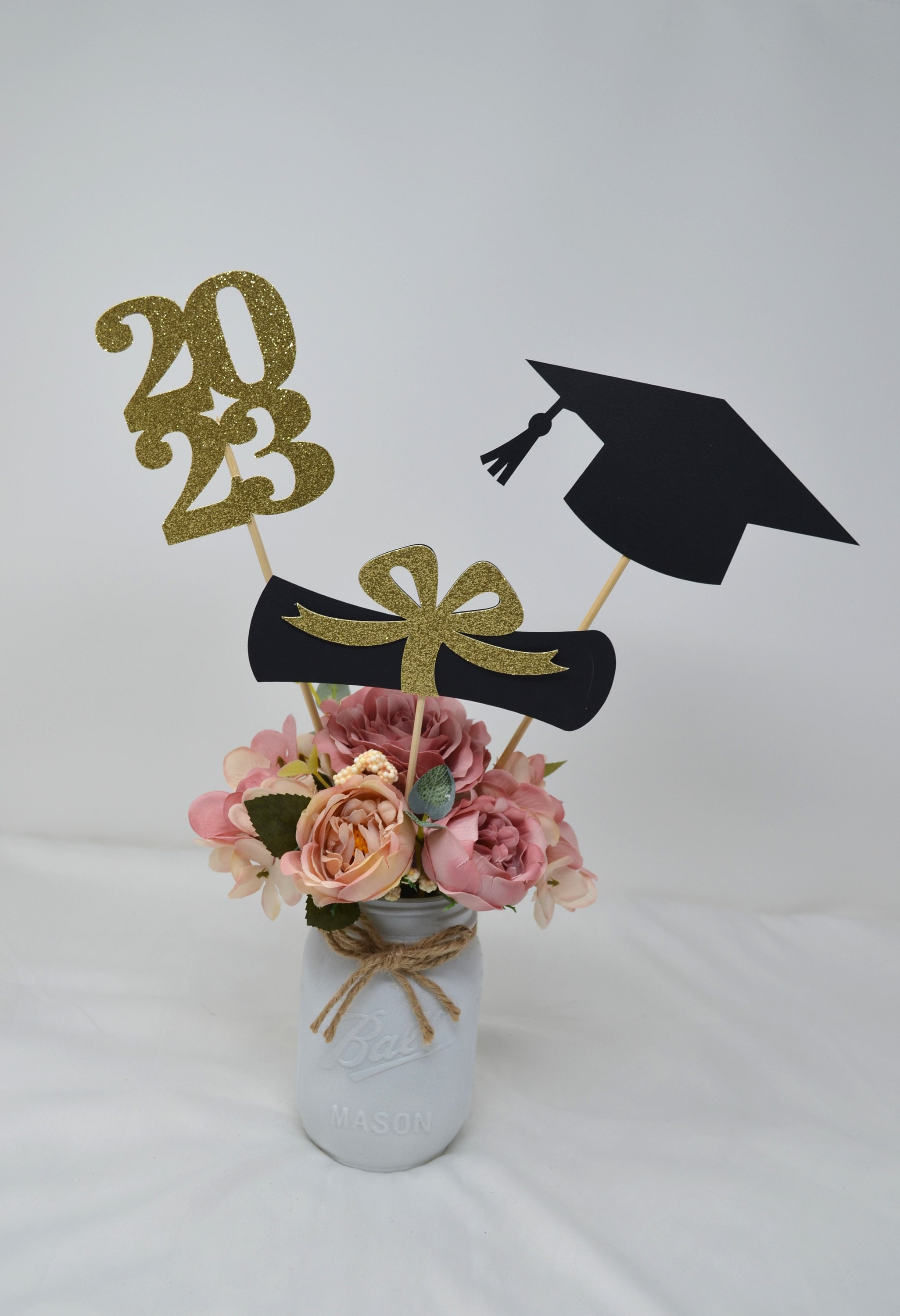 2024 Graduation Centerpiece, ALL GLITTER Graduation Centerpiece Sticks