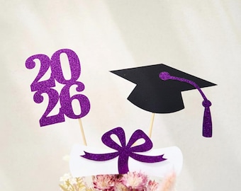 2026 Graduation decorations, Graduation Centerpiece Sticks, class of 2026, Graduation party Decoration, 2026 picks, Purple Graduation 2026