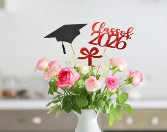 Graduation party decorations 2026, Graduation Centerpiece Sticks, Grad, Cap, Diploma, class of 2026, Maroon Graduation Decoration, prom 2026