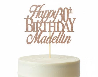 Happy 30th Birthday Cake Topper, 30th Birthday Topper,  Birthday Cake Topper, Custom Birthday Cake Topper, Personalized Cake Topper,