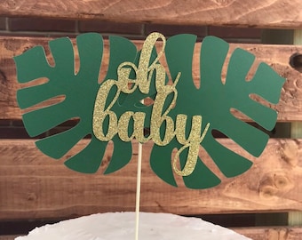 Oh baby Jungle Party Safari Cake topper .  Safari Baby Shower Decoration. Jungle Baby Shower.