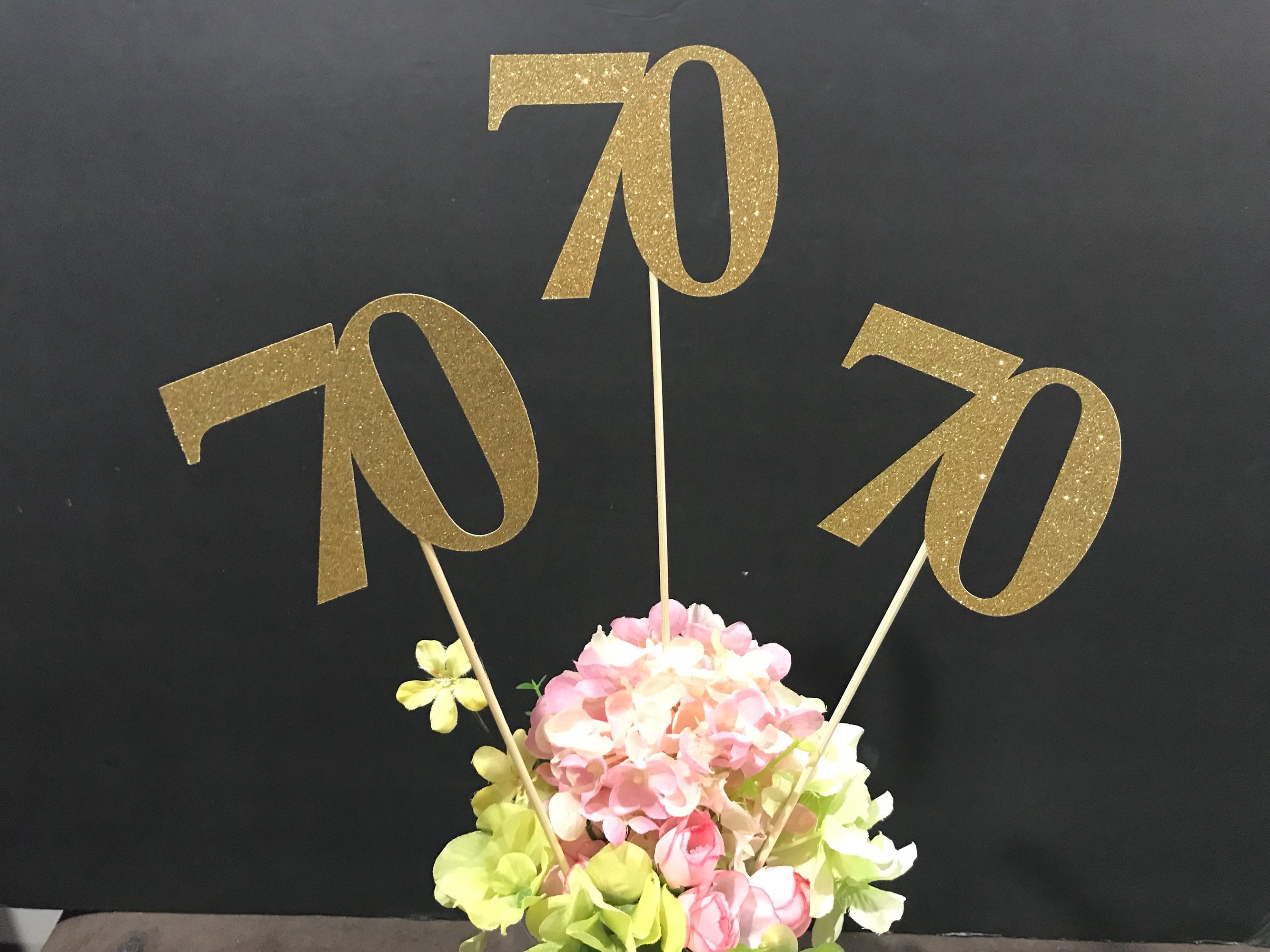 70th Birthday Decoration 70th Birthday Centerpiece Sticks Glitter