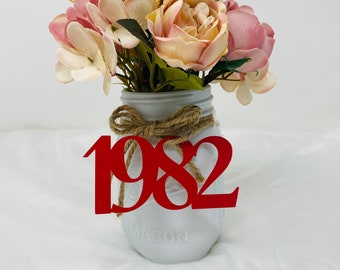 1982 Mason Jar Tags, Class Reunion 1982, Class Reunion Centerpiece, Class of 1982 Decoration, Class Anniversary, Prom, School, University