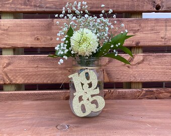 1965 Mason Jar Tags, Class Reunion 1965, Class Reunion Centerpiece, Class of 1965 Decoration, Class Anniversary, Prom, School, University