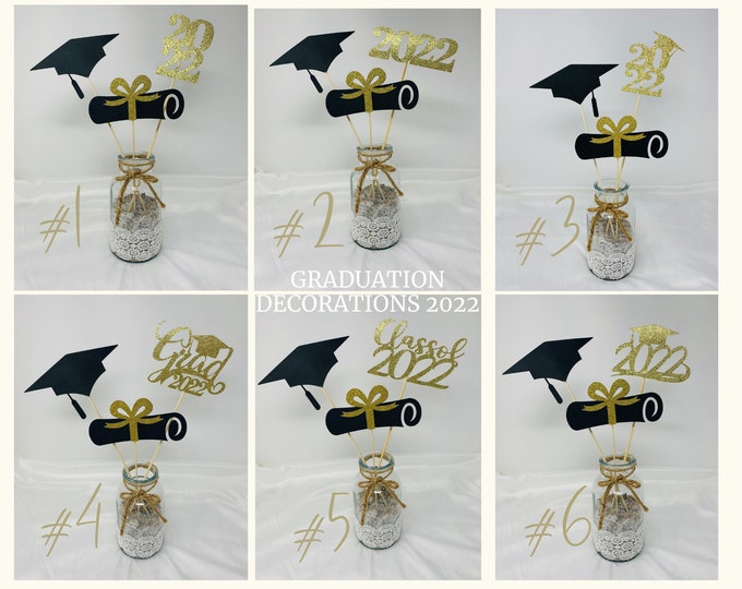 2023 Graduation decorations, Graduation Centerpiece Sticks, class of 2023, Graduation party Decoration, prom 2023 picks, ALL pieces GLITTER