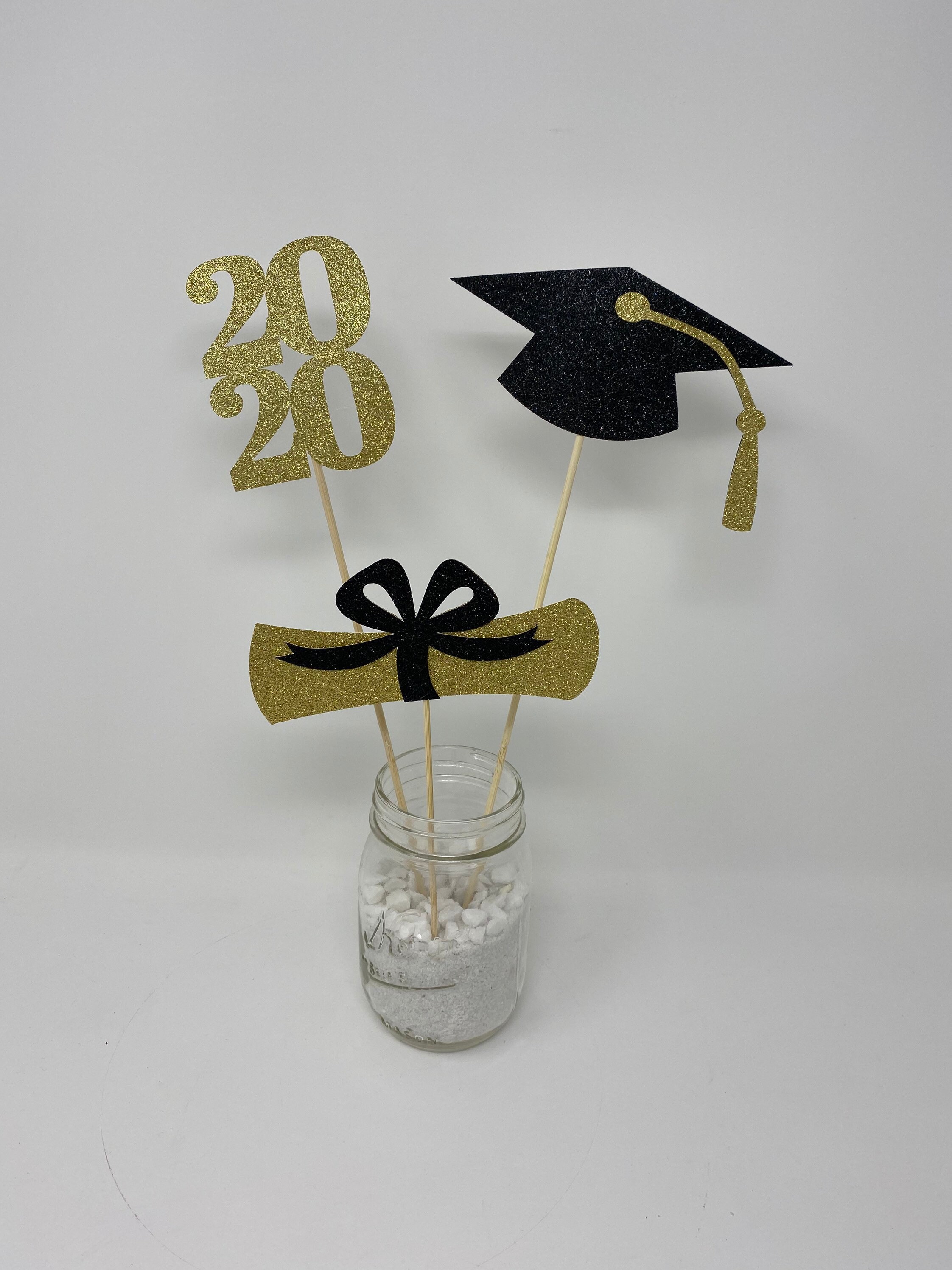 2022 Graduation Centerpiece, ALL GLITTER Graduation Centerpiece Sticks