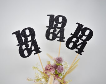 Set of 3 sticks, Class of 1964 Decoration, 60th Class Reunion, Class of 1964, Reunion Centerpieces Decoration, 60th Reunion, Glitter