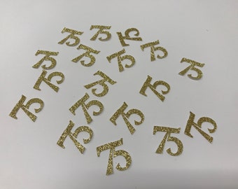 75th Birthday Confetti / 75th Birthday party Decorations / Custom Age Confetti / Number Confetti / 60th Party Supplies/75th Gold glitter