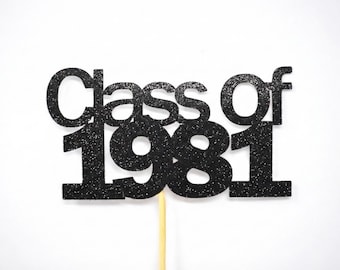 Class of 1981 45th Reunion Centerpiece Sticks Bundle | 1981 High School Reunion Table Decor | Glitter Picks | Alumni Banquet Memory Table