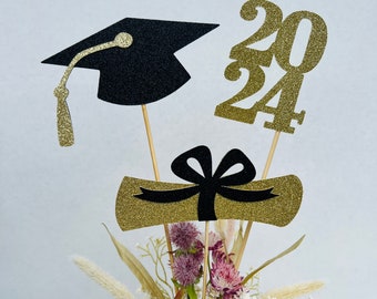 2024 Graduation Centerpiece, ALL GLITTER Graduation Centerpiece Sticks, Graduation Party Decorations, Class of 2024, Graduation Party Decor