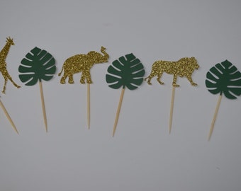 Jungle Baby Shower Decorations. Jungle Animal Cupcake Toppers 12CT.