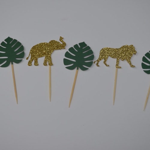 Elephant Cupcake Toppers 12CT. Ships in 1-3 business days Jungle Baby Shower Decorations 
