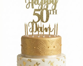 Any Number!, Custom Birthday Cake Topper, 50th Cake Topper, Happy 50th Birthday Topper,  Any number, personalized 50th birthday decorations