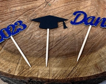 2023 Graduation cupcake toppers, Graduation cupcake toppers, Grad Cap, class of 2023, Graduation Decoration, prom 2023, Cupcake toppers 12ct