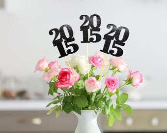 Set of 3 sticks 2015, Class of 2015 Decoration, Class Reunion, Reunion Centerpieces Decoration, 10th Reunion, Class reunion decoration, 2015