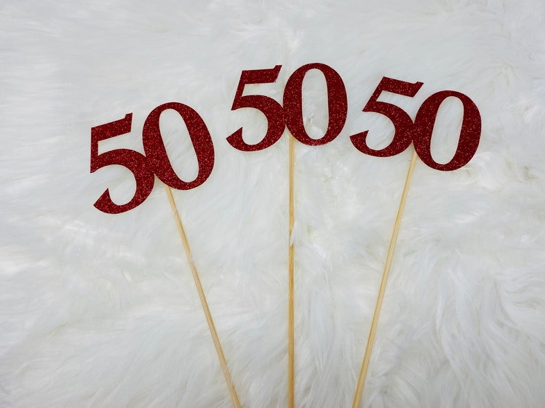 50th Birthday Centerpiece Sticks Glitter 50th Birthday Decoration 50th Birthday Table Decorations Age Cutouts