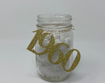 1960 Mason Jar Tags, Class Reunion 1960, Class Reunion Centerpiece, Class of 1960 Decoration, Class Anniversary, Prom, School, University