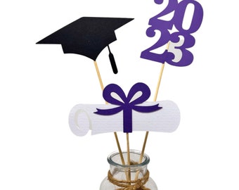 Graduation party decorations 2024, Graduation Centerpiece Sticks, Grad ,Cap ,Diploma , class of 2024, Graduation Decoration, prom 2024