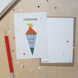 Uitnodigingskaart voor schoolinschrijving SCHULTÜTE + 1 envelop