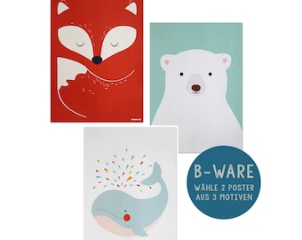 Set of 2 posters FOX POLAR BEAR WHALE | > B-stock