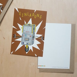 Verjaardagsuitnodigingskaart ROBOT + 1 envelop