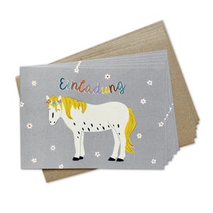 Set van 6 uitnodigingskaarten PONY PAARD | + 6 enveloppen