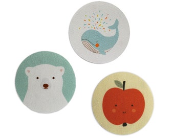 Organic Patch Set of 3 LITTLE ONES Whale Polar Bear Apple