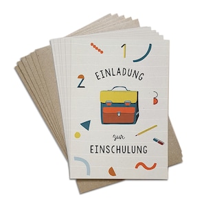 Conjunto de 6 cartões de convite para matrícula escolar BOLSA ESCOLAR | + 6 envelopes