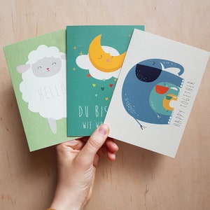 Conjunto de 3 cartões de felicitações para o nascimento