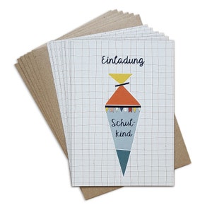 Conjunto de 6 convites para matrícula escolar SCHULTÜTE | + 6 envelopes