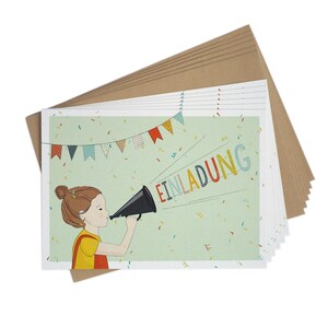 Lot de 6 cartes d'invitation anniversaire WHISPER BAG | + 6 enveloppes