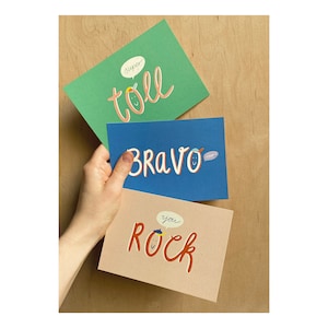 Conjunto de postales de 3 FELICIDADES Y APRECIACIÓN