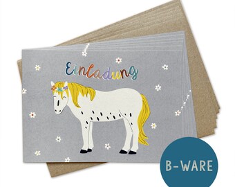 Set of 6 invitation cards PONY HORSE | + 6 envelopes > B-stock