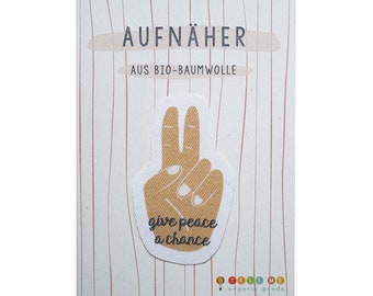 Patch PEACE SIGN 'give peace a chance' bio 8,5 cm x 5 cm