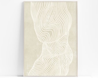 Beige abstract lines art Neutral poster Modern decoration Printable wall art INSTANT DOWNLOAD