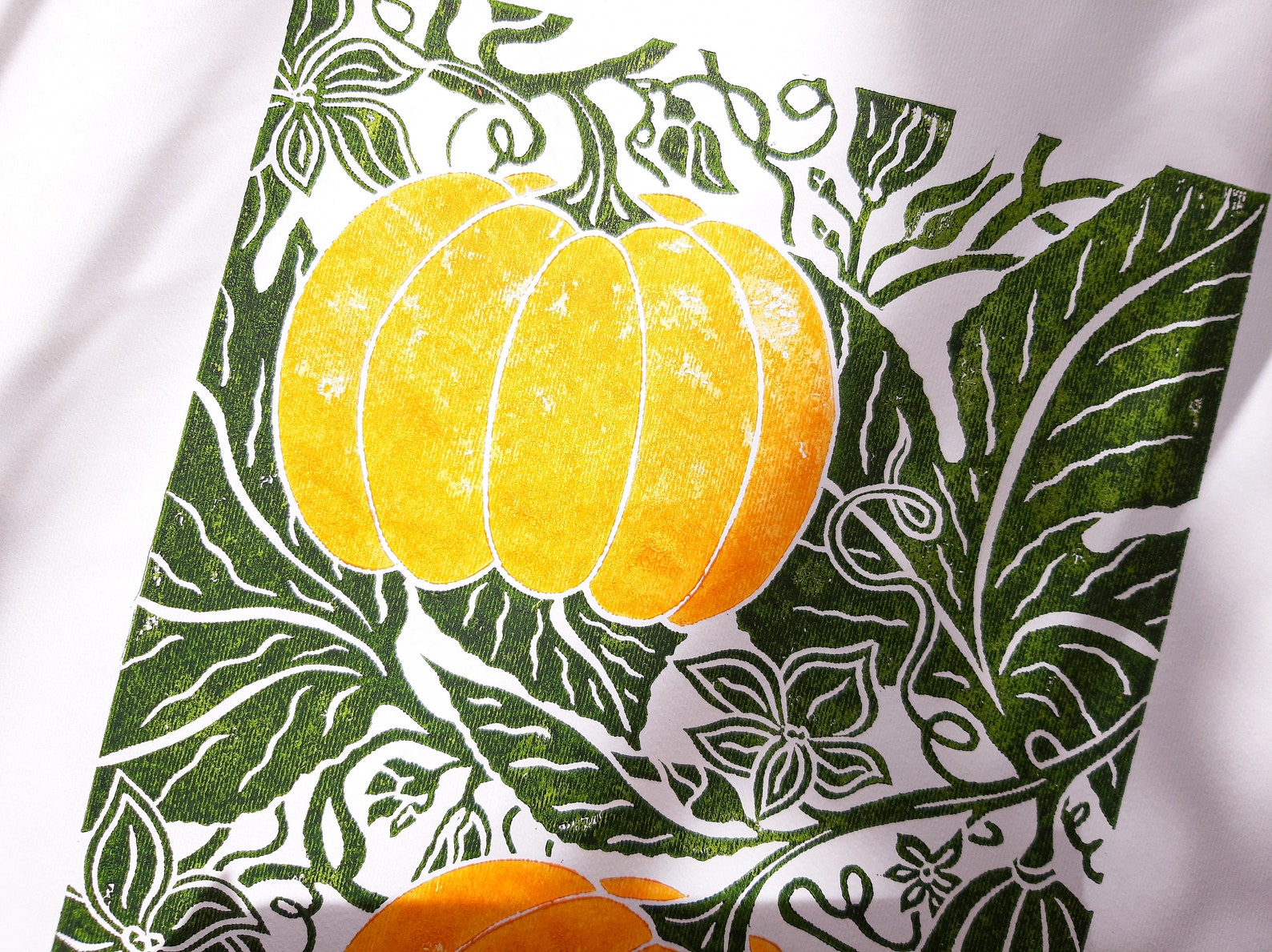 Original linocut print Pumpkin art Botanical kitchen wall | Etsy