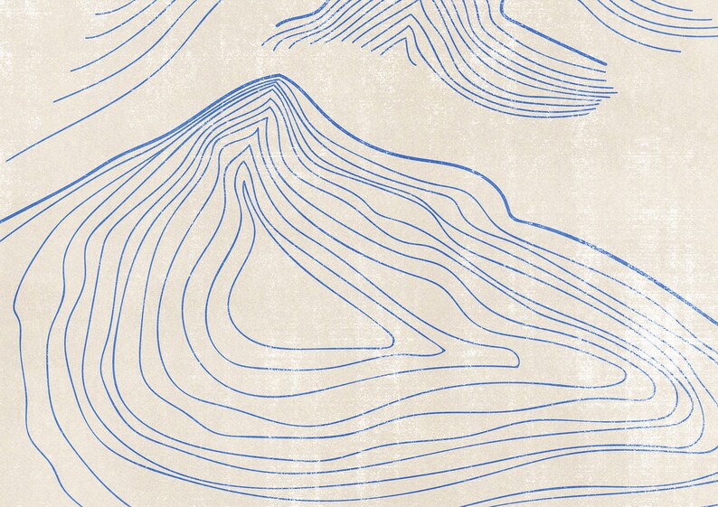 Geometric Abstract Blue Mountains Art Line Poster Printable Etsy