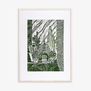 Vendita di liquidazione Stampa linoleografica Cactus Arte murale botanica Unica nel suo genere Arte originale Rilievo botanico Stampa artistica di linoleografie di cactus Arte di stampa