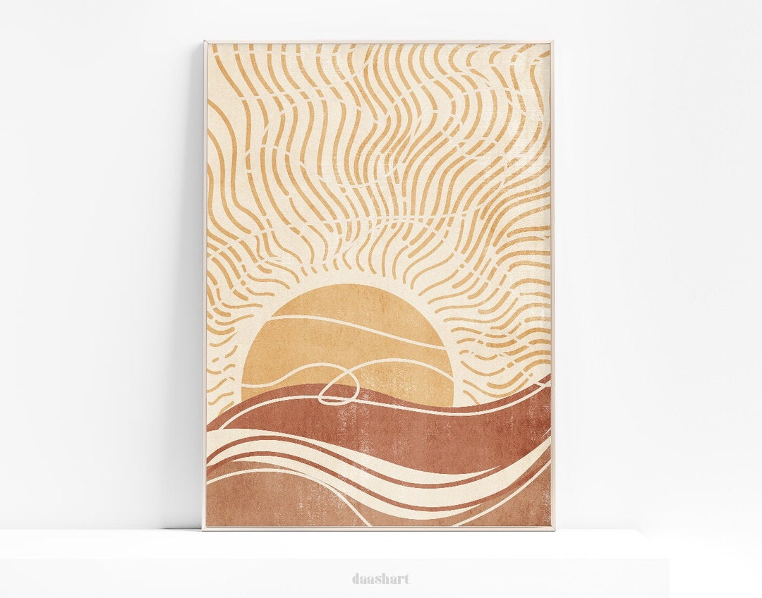 Boho Abstract Rising Sun Art Landscape Prints Printable Wall - Etsy ...