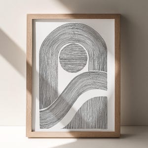 Disegno originale moderno di metà secolo, astratto, ad arco, geometrico, minimalista, decorazione da parete per soggiorno, ufficio, casa, regalo unico nel suo genere