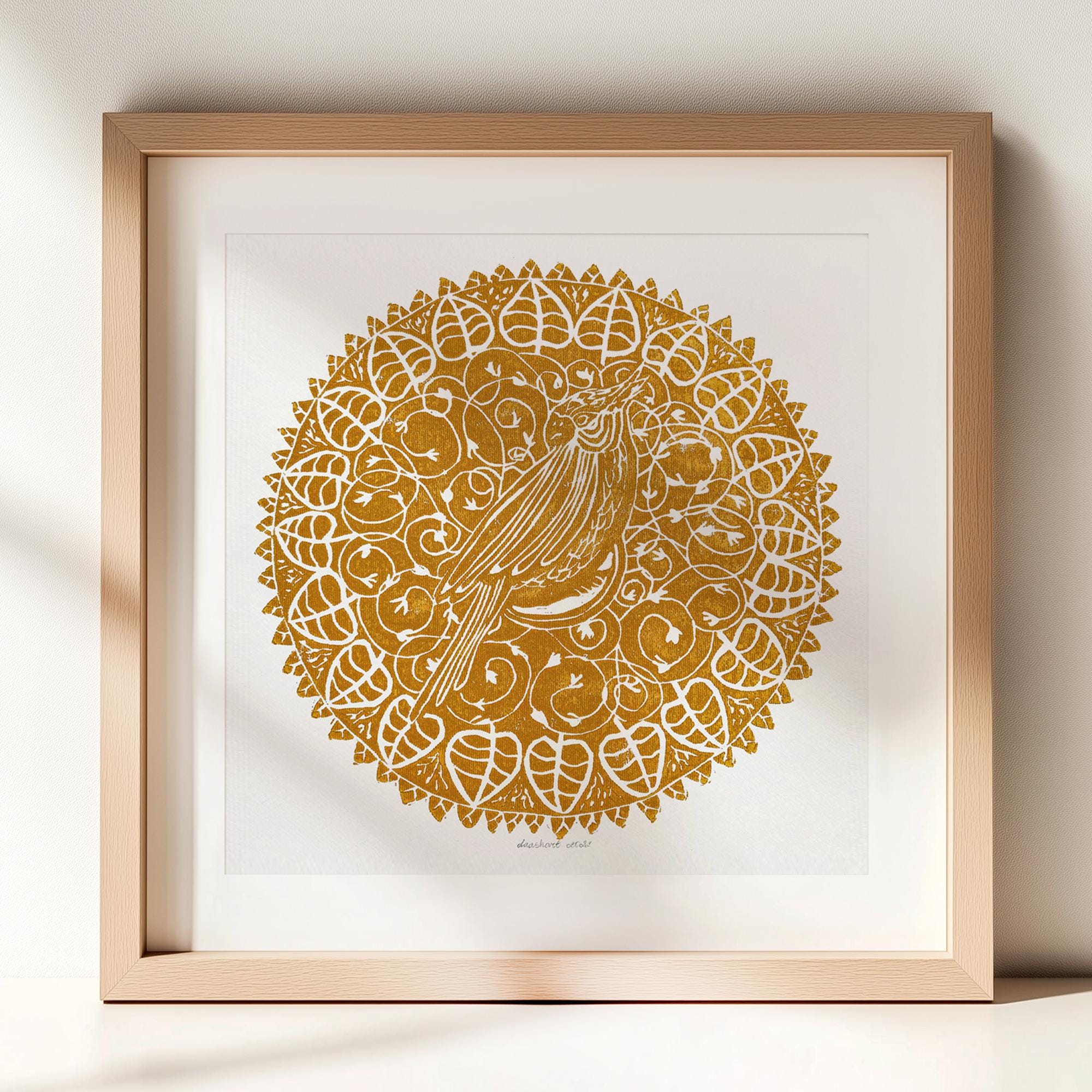 額縁 Parrot linocut print - Etsy 日本