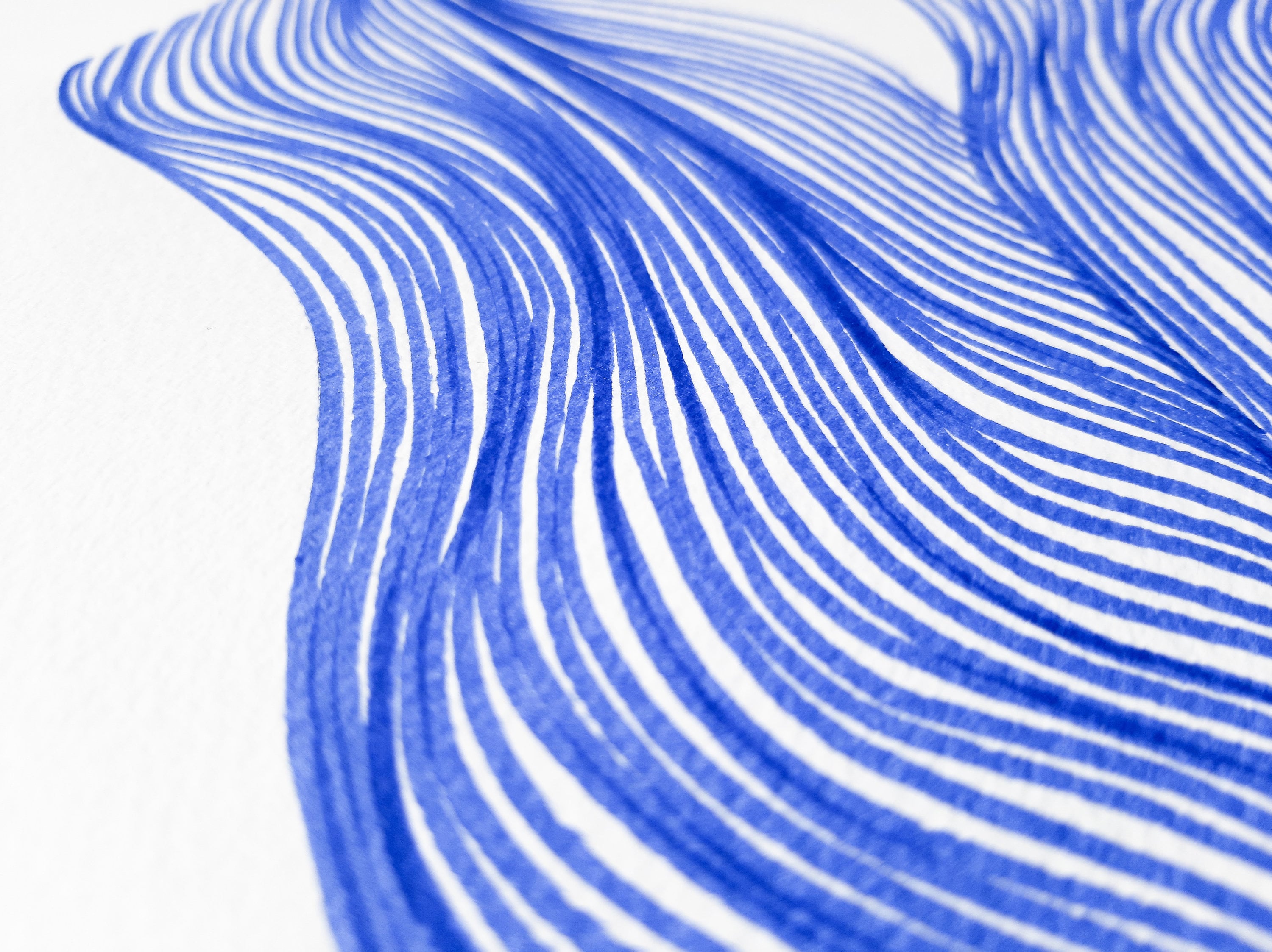 Original line drawing artwork Unique abstract blue art Modern Etsy