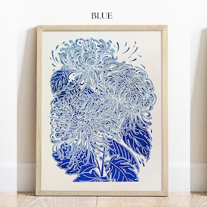 red blue black chrysanthemum japanese wall art flower lino linocut print original artwork printmaking botanical bedroom decor cottagecore hostess gift linogravure thanksgiving table rustic christmas living room teacher appreciation back to school linoldruck floral nature educators new apartment handprinted large entryway farmhouse mother mom wife girlfriend sister godmother grandmother lover housewarming home dining kitchen dorm Rustic Handmade Thank You Coworker Gratitude Mentor Say Thanks