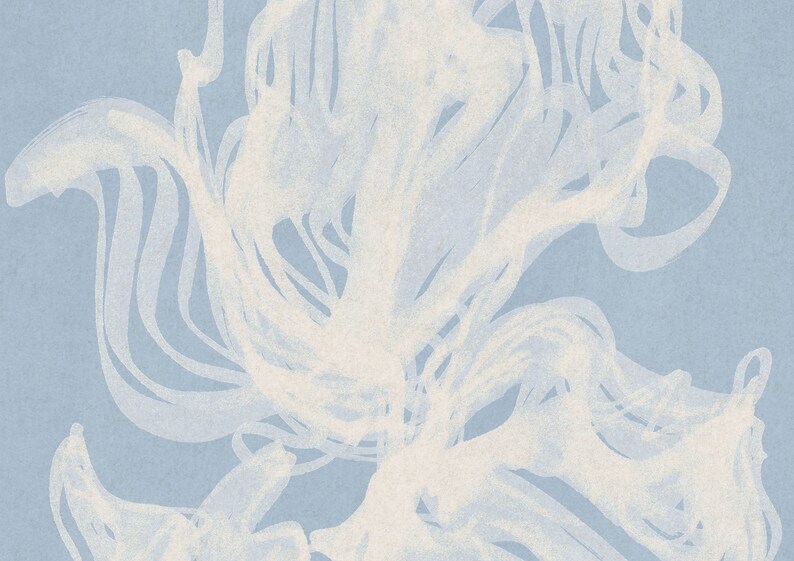 Light Blue Printable Wall Art Abstract Flower Prints Trendy Etsy