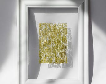 Cottagecore Iris Flower Linocut Print Plexiglass Relief Sage Green Floral Original Artwork Window Nook Wall Art Decor Self Sister Gift Idea